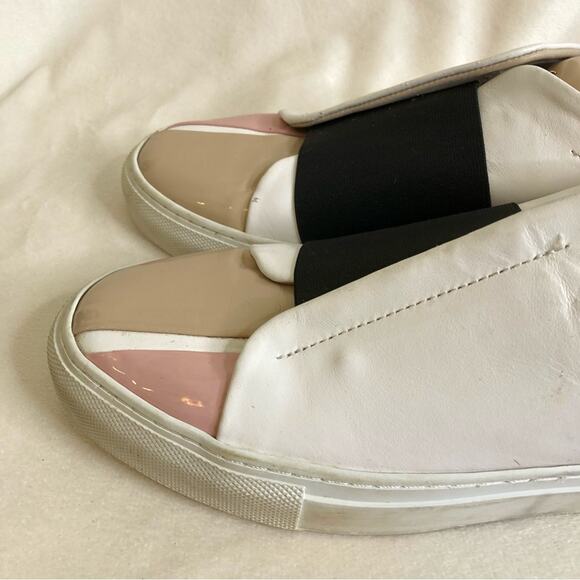 Daniel Essa white black tan pink leather slip on sneakers size 39 or US 8.5 - Picture 4 of 14
